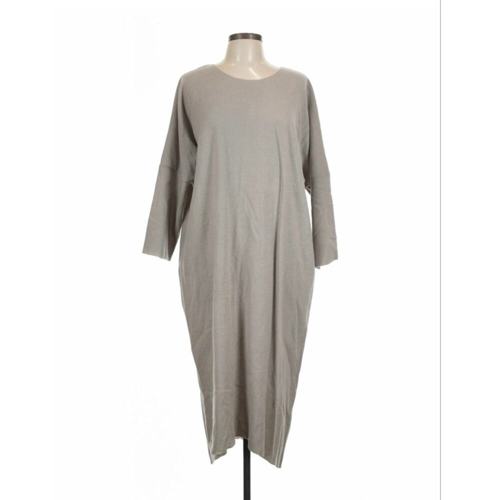 Black Crane Cocoon Dress - Large - Taupe Wool Blend - Made in USA - Picture 2 of 7